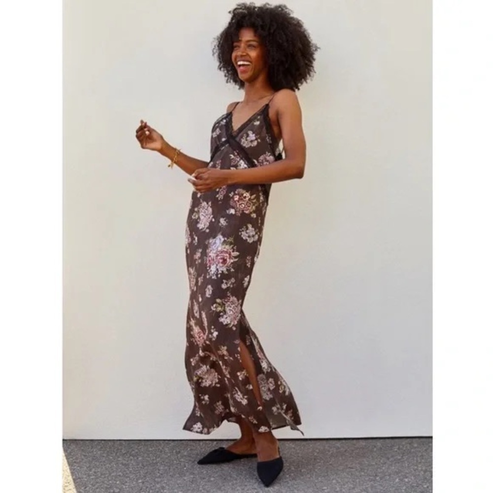 Brock Collection x H&M Floral Lace Trim Maxi Dress — Romantic Slip Style (S)